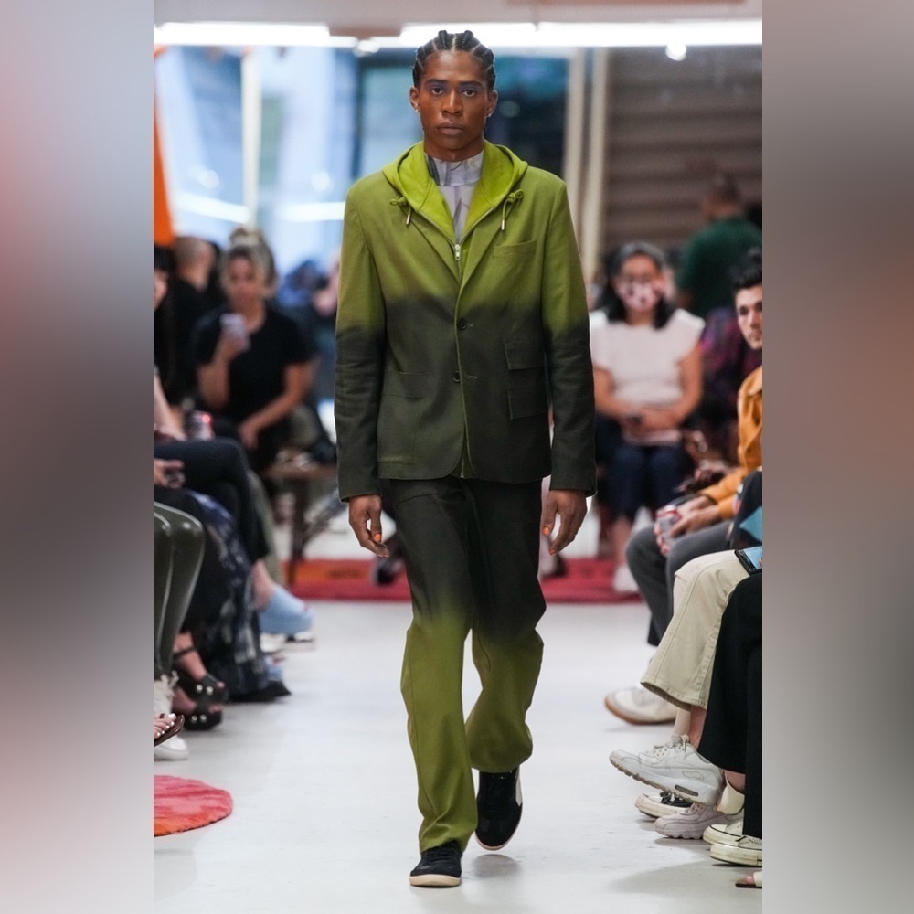 NWOT Bobblehaus Green Ombre Utility Blazer Jacket Size L